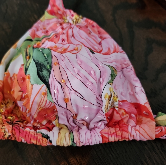 PQ SWIM Flora Embellished Bikini Top M/Bottom L - Picture 11 of 16